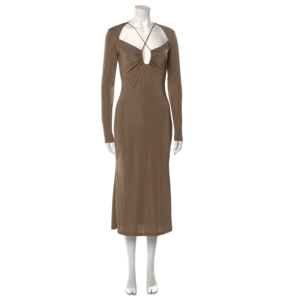 Jason Wu Square Neckline Midi Dress Brown ( S )